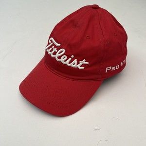 Titleist Pro V1 Foot Joy Hat Mens Red White Adjustable Strapback Cap #1 golf